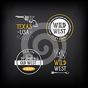Wild west badges design. Vintage western elements.Vector with gr photo