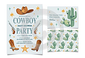 Wild west Birthday party invitation template.