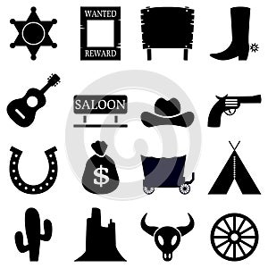 Wild West Black & White Icons
