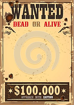 Wild west bounty or wanted paper