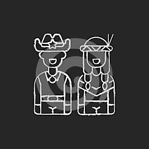 Wild West chalk white icon on black background