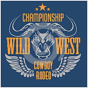 Wild west championship - cowboy rodeo. Vector