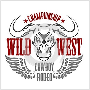Wild west championship - cowboy rodeo. Vector