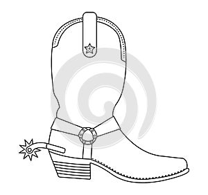 Wild west cowboy boot with spur. Contour