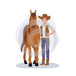 Wild West Cowboy. Western Cowboy with Horse