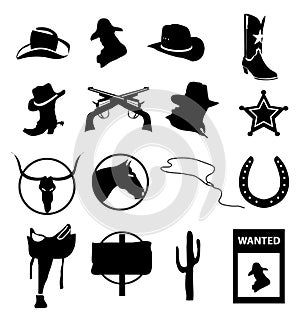 Wild West And Cowboys Icons Set photo