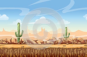 Wild West desert landscape cartoon seamless