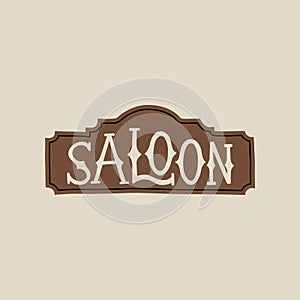 Wild west element in modern style flat, line style. Hand drawn vector illustration of old western saloon sign, bar entrance,