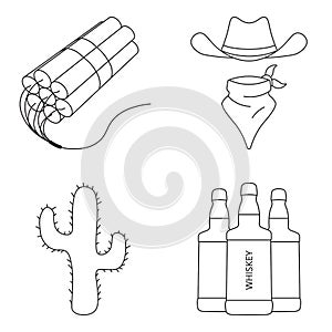 Wild west icons set, isolated vector illustration.