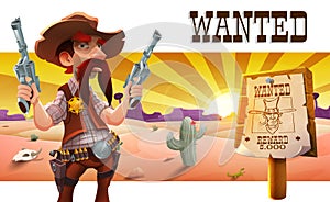 Wild west landscape with cool cowboy.