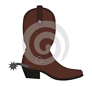 Wild west leather cowboy boot with spur.