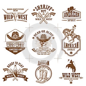 Wild west logos vector collection