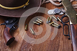 Wild west revolver and ammunition