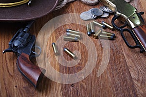 Wild west revolver and ammunition