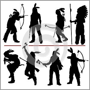 Wild west silhouettes - native american warriors