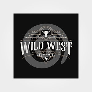 Wild west texas logo vintage vector, western typography illustration logo design