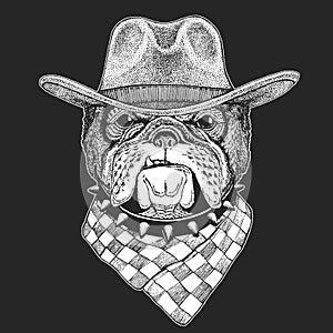 Wild west. Traditional american cowboy hat. Texas rodeo. Print for children, kids t-shirt. Image for emblem, badge, logo