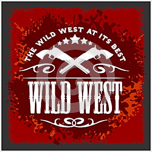 Wild west, vintage vector artwork for boy wear