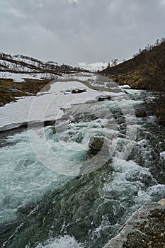 wild white water rapids in the highlands of Aurlandsvegen