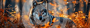 Wild Wolf in Forest - Stunning Wildlife Animal Photography Background