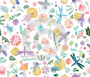 Wild World in Watercolor Seamless Repeat Pattern