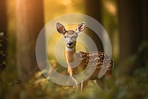 Wild young roe deer in a field - Generative AI art