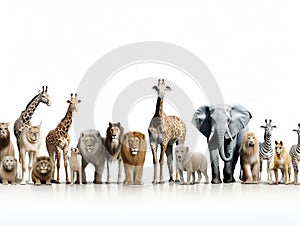 Wild Zoo Animals on White Web Banner