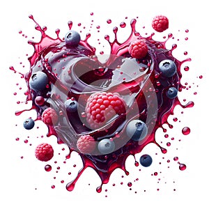 wildberry jam splash heart shape with empty center isolated on white background