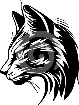 Wildcat - black and white vector illustration