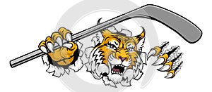 Wildcat Bobcat Ice Hockey Team Cartoon Mascot