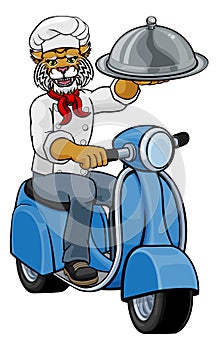 Wildcat Chef Scooter Mascot Cartoon Character
