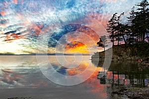 Wildcat Cove in Washington State at Sunset