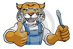Wildcat Electrician Handyman Holding Screwdriver