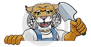 Wildcat Gardener Gardening Animal Mascot photo