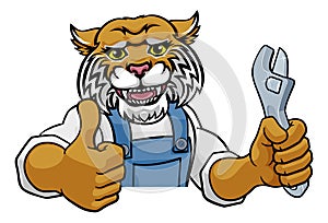 Wildcat Plumber Or Mechanic Holding Spanner