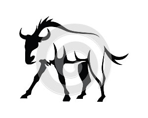 Wildebeest Illustration with Silhouette Style