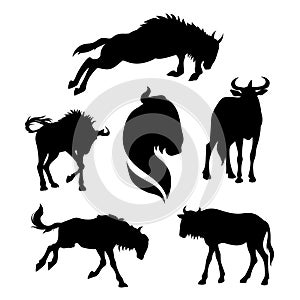 Wildebeest set vector