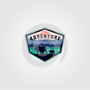 Wilderness adventure vintage logo vector illustration design