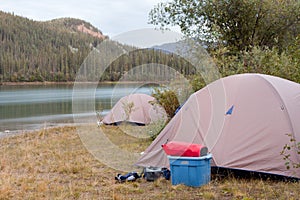 Wilderness camping on shore of Yukon River, Canada