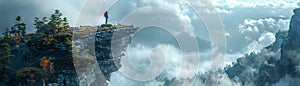 Wilderness climber scene created in a 3D digital art style photo
