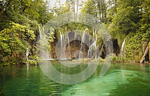 Wilderness landscape with beautiful waterfalls