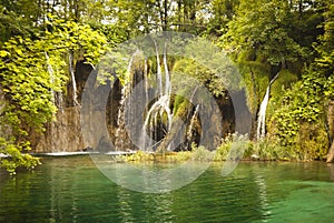 Wilderness landscape with beautiful waterfalls