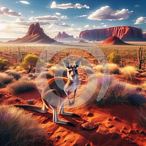 Wilderness Leaper - Kangaroo\'s Energetic Jumps Through the Outback Horizon