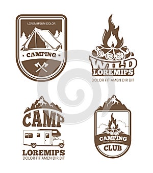Wilderness and nature exploration vintage vector labels, emblems, logos, badges photo