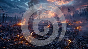 Devastating Wildfire in Forest. AI generated photo