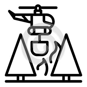 Wildfire helicopter icon, outline style