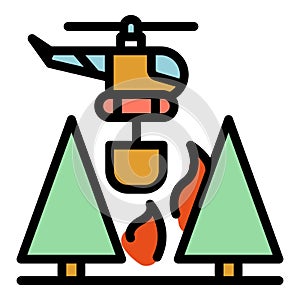 Wildfire helicopter icon vector flat