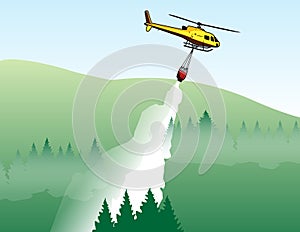 Wildfire-Helicopter performing water drop