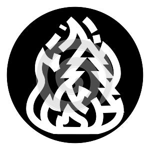 Wildfire icon representing climate change and forest destruction