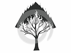 Wildfire-Inspired Burning Tree Silhouette Vector Design